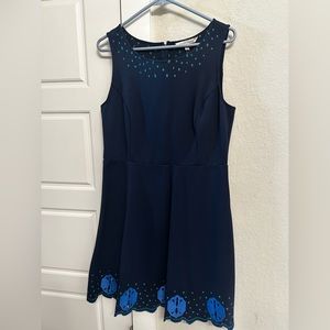 Cute embroidered blue dress for sale. Size large.
